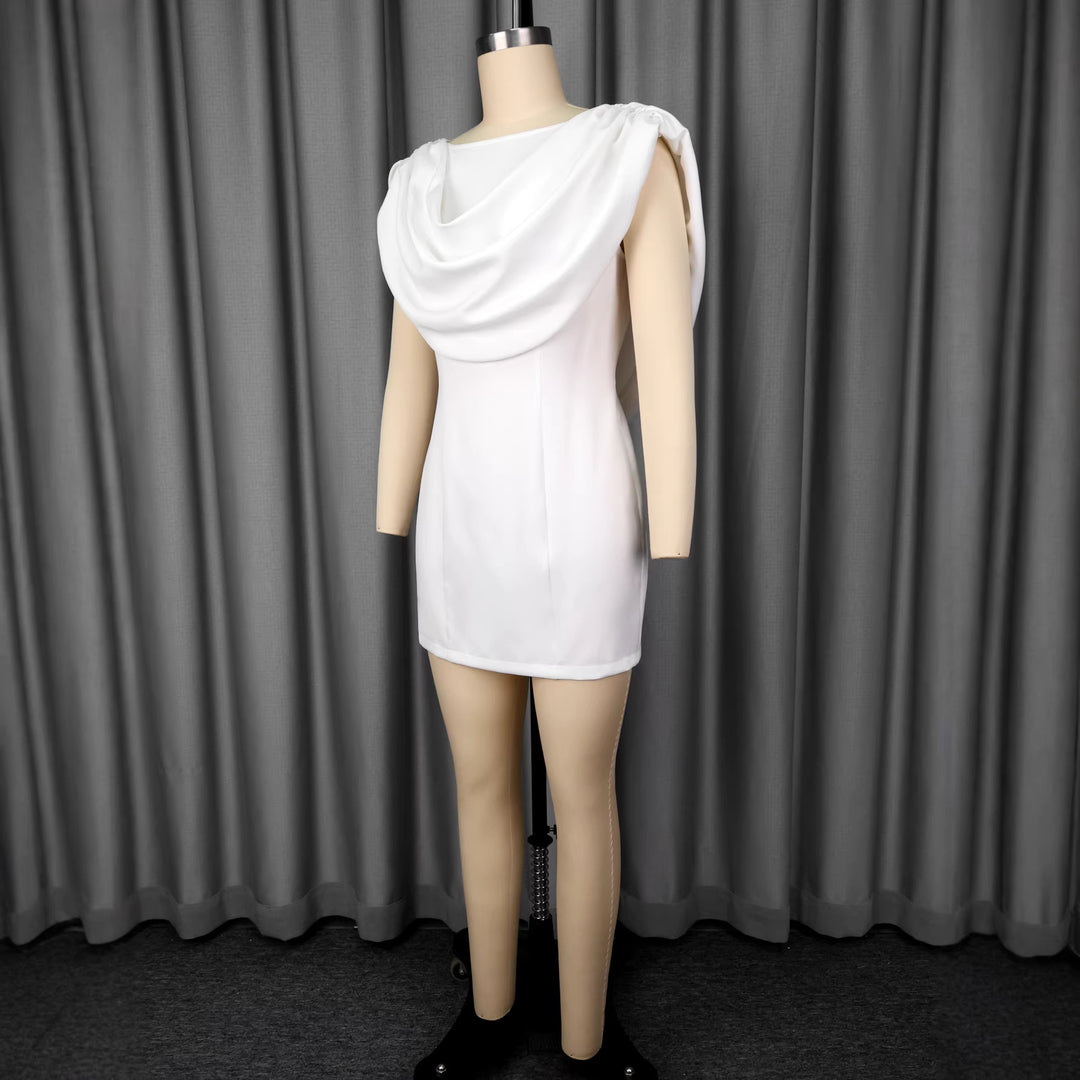 Women's wrap dress with voluminous collar and shimmering finish StylebySassy