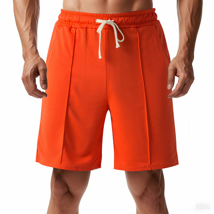 Men's knee-length relaxed Bermuda shorts with flat crease, elastic drawstring waistband and side pockets StylebySassy