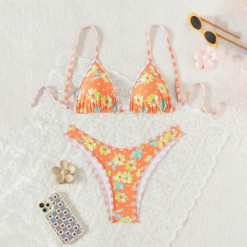 Women's floral triangle bikini with adjustable straps StylebySassy