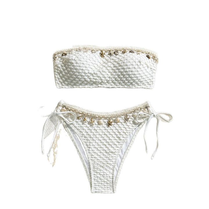 Women's bandeau bikini with exquisite shell embellishments StylebySassy