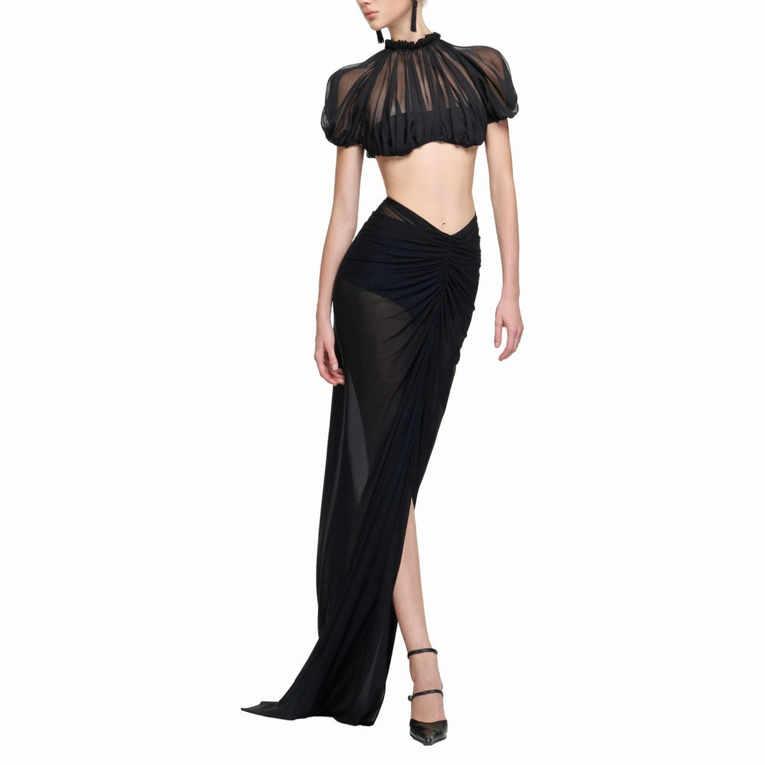 Ladies Elegant Transparent Maxi Dress with Sleeveless Silhouette StylebySassy