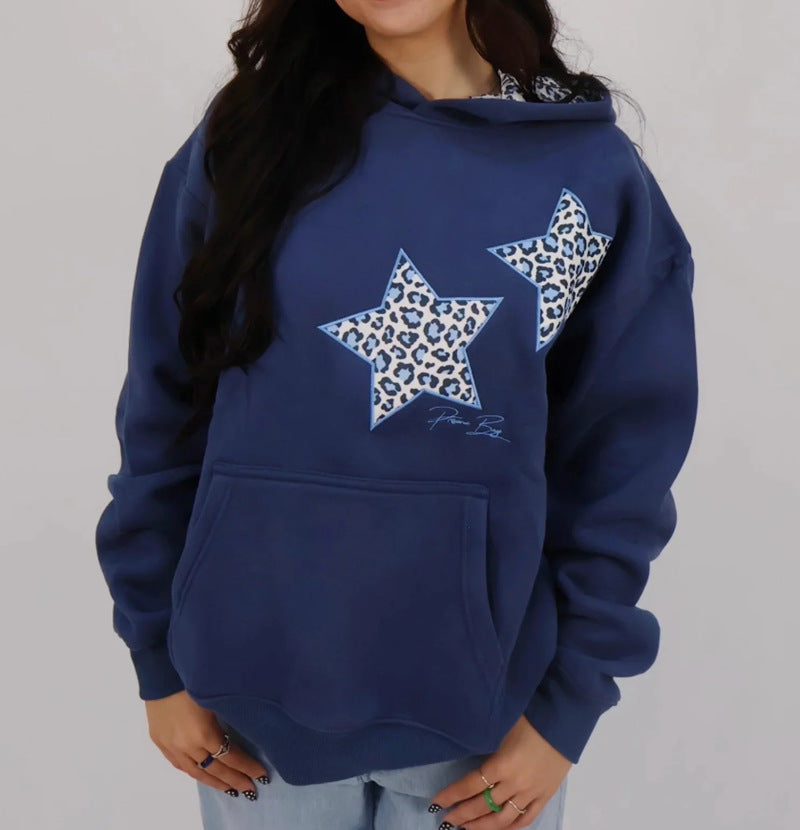 Women nan Oversize hoodie with star appliqués and lined hood StylebySassy