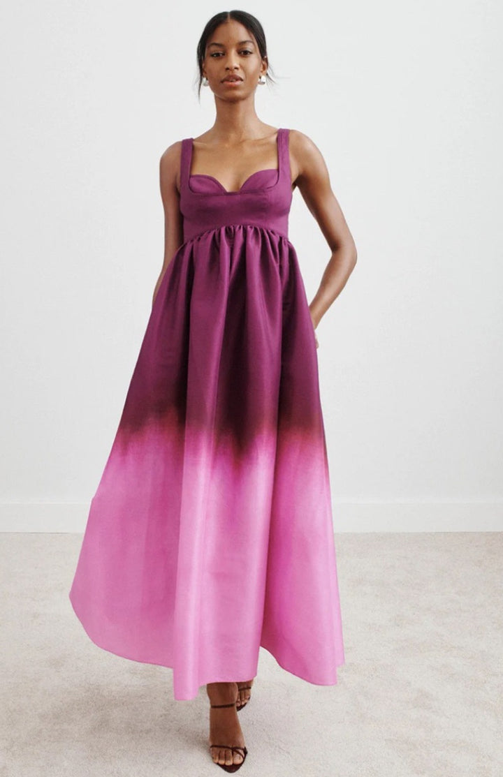 Women’s shaping bustier maxi dress with empire seam and voluminous flared skirt StylebySassy