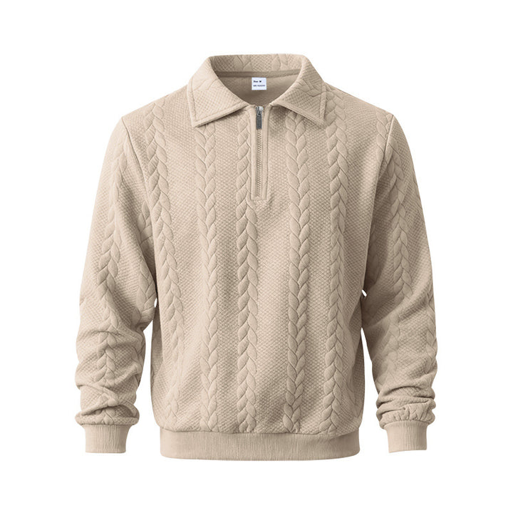 Men's coarse knitted troyer with short zipper and polo collar StylebySassy