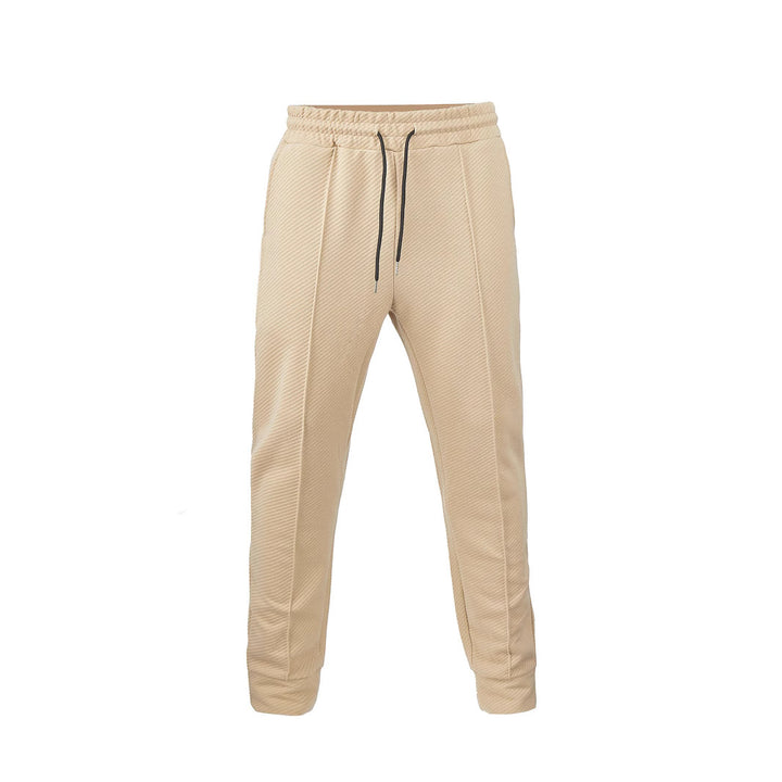 Men's diagonal structured comfort jog pants with pre-shaped inseam and ribbed ankle cuff StylebySassy