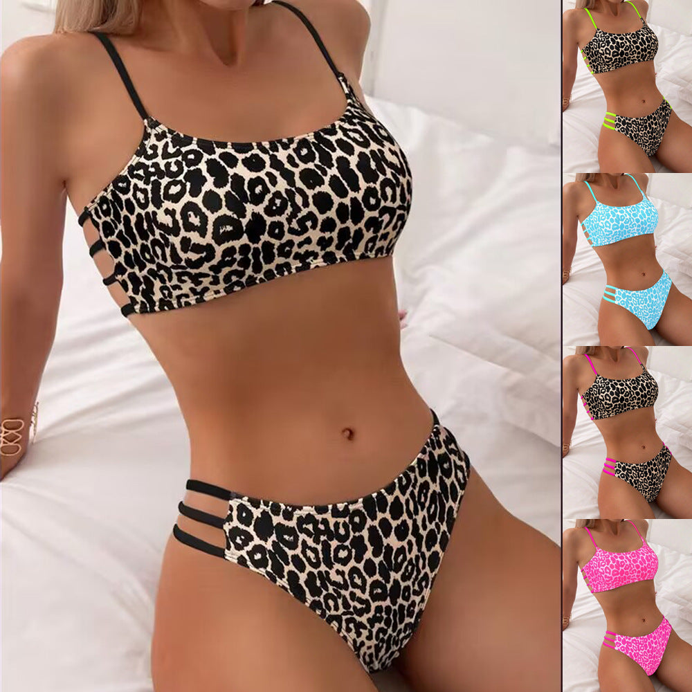 Ladies triangle bikini with exciting leopard pattern and sporty details StylebySassy