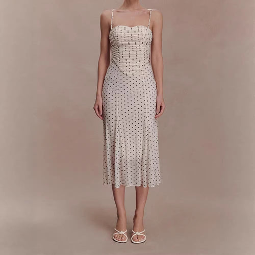 Women's midi party dress with ruffle details and transparent fabric structure StylebySassy