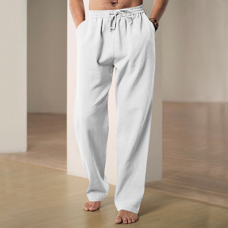 Men's casual linen-cotton pants with elastic waistband and drawstring StylebySassy