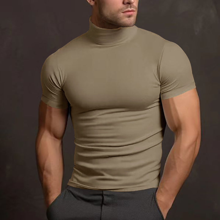 Men's fitted elastic short sleeve roll neck top StylebySassy