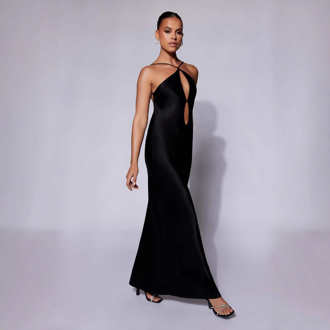 Ladies Elegant Maxi Dress with Sophisticated Cut-Out and Thin Straps StylebySassy
