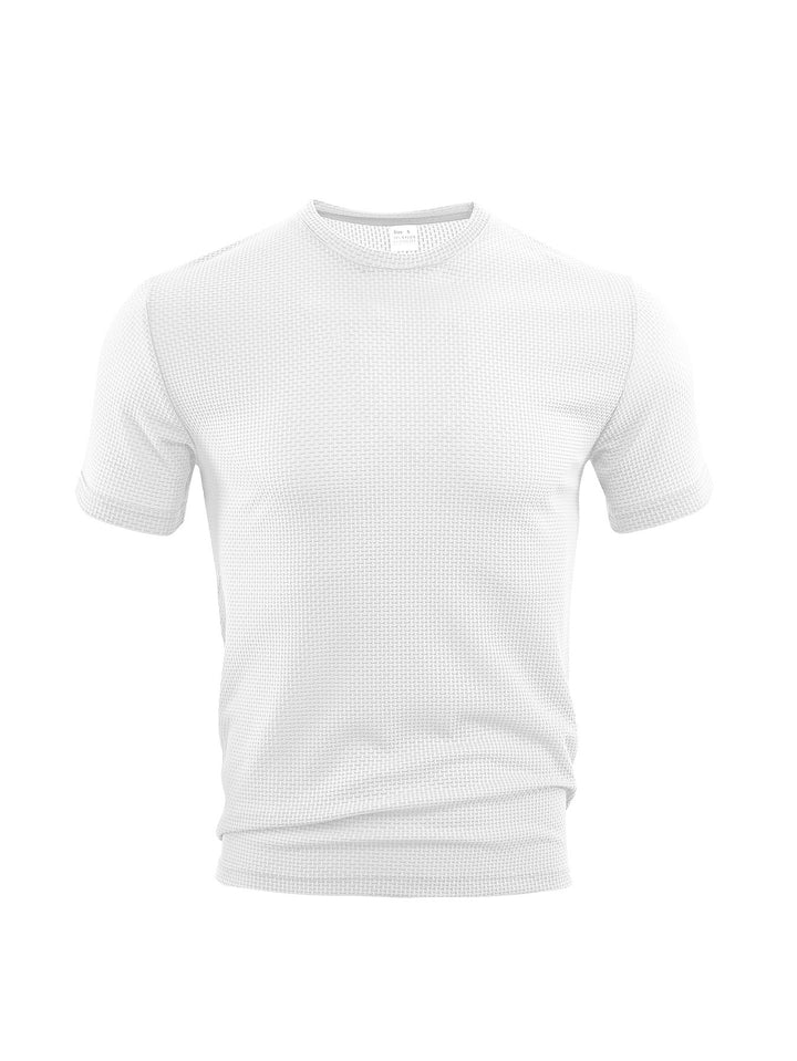 Men's waffle structure T-shirt with round neckline and body-hugging fit StylebySassy