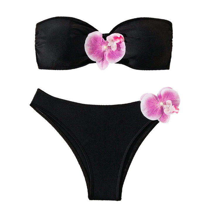 Women's bandeau bikini with elegant orchid accents StylebySassy