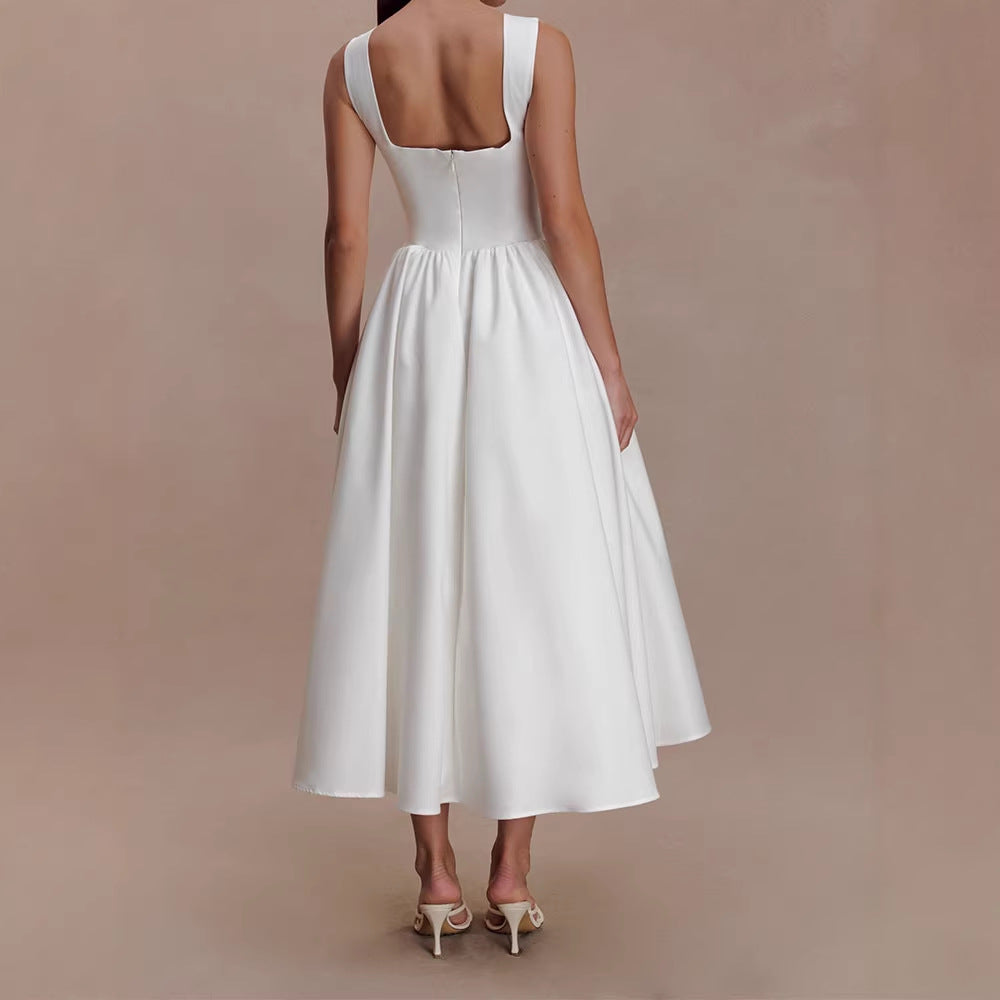 Women Elegant Midi Dress with Feminine A-Line Skirt StylebySassy