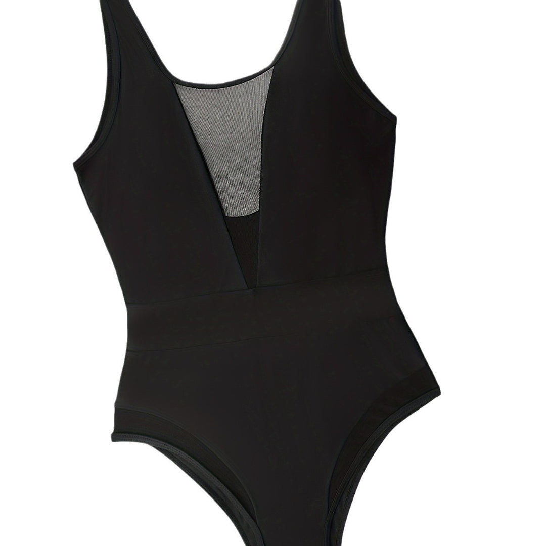 Women High-neck Monokini with Transparent Mesh Details StylebySassy