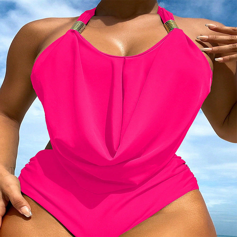 Women’s one-piece swimsuit with elegant draping design and high-quality accents StylebySassy