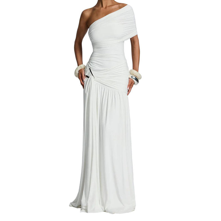 Women's Elegant Wrap Dress with Asymmetrical Cut and Ruffle Details StylebySassy