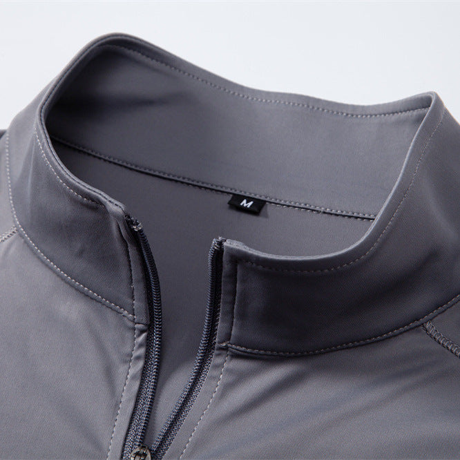 Men's functional long sleeve shirt with stand-up collar and half zipper StylebySassy