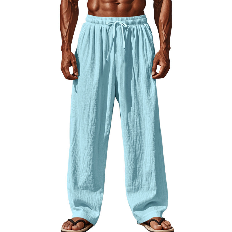 Men's Lightweight Linen Pants with Wide Leg and Elastic Waist StylebySassy