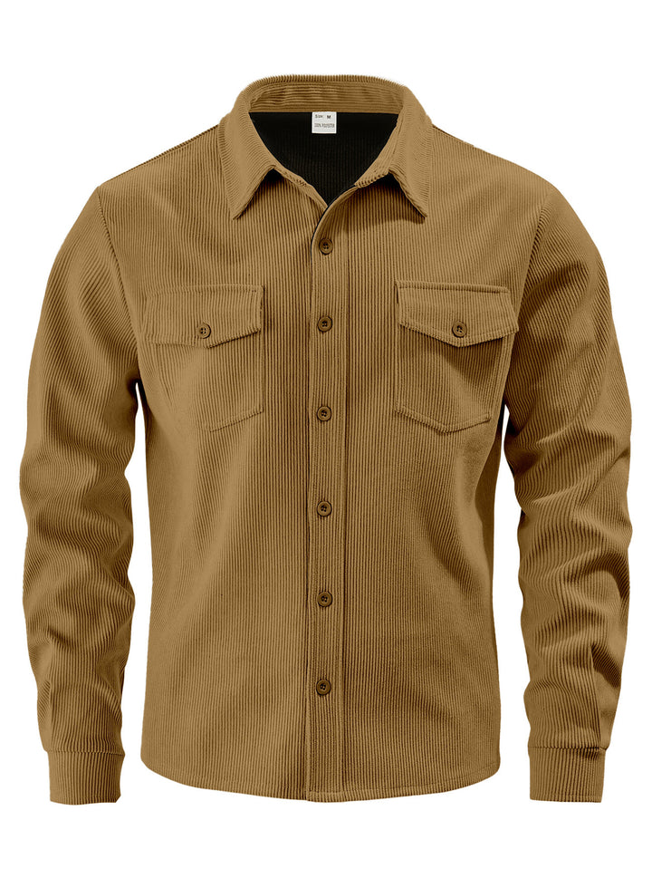 Men's cord jacket in the classic work jacket style with snap buttons and chest pockets StylebySassy