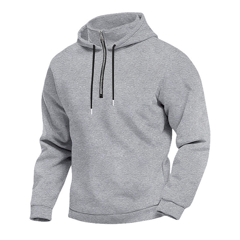 Men's hoodie with short zipper, double-layer hood and drawstring StylebySassy