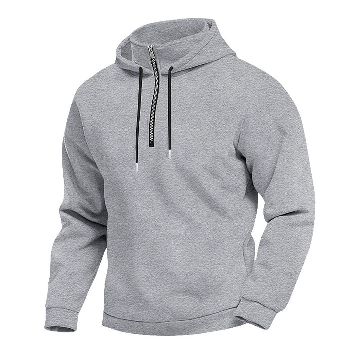 Men's hoodie with short zipper, double-layer hood and drawstring StylebySassy