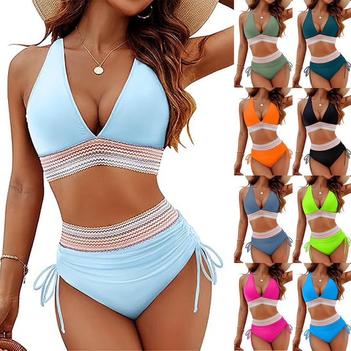 Women’s bikini set with high-waisted briefs and sporty accents StylebySassy