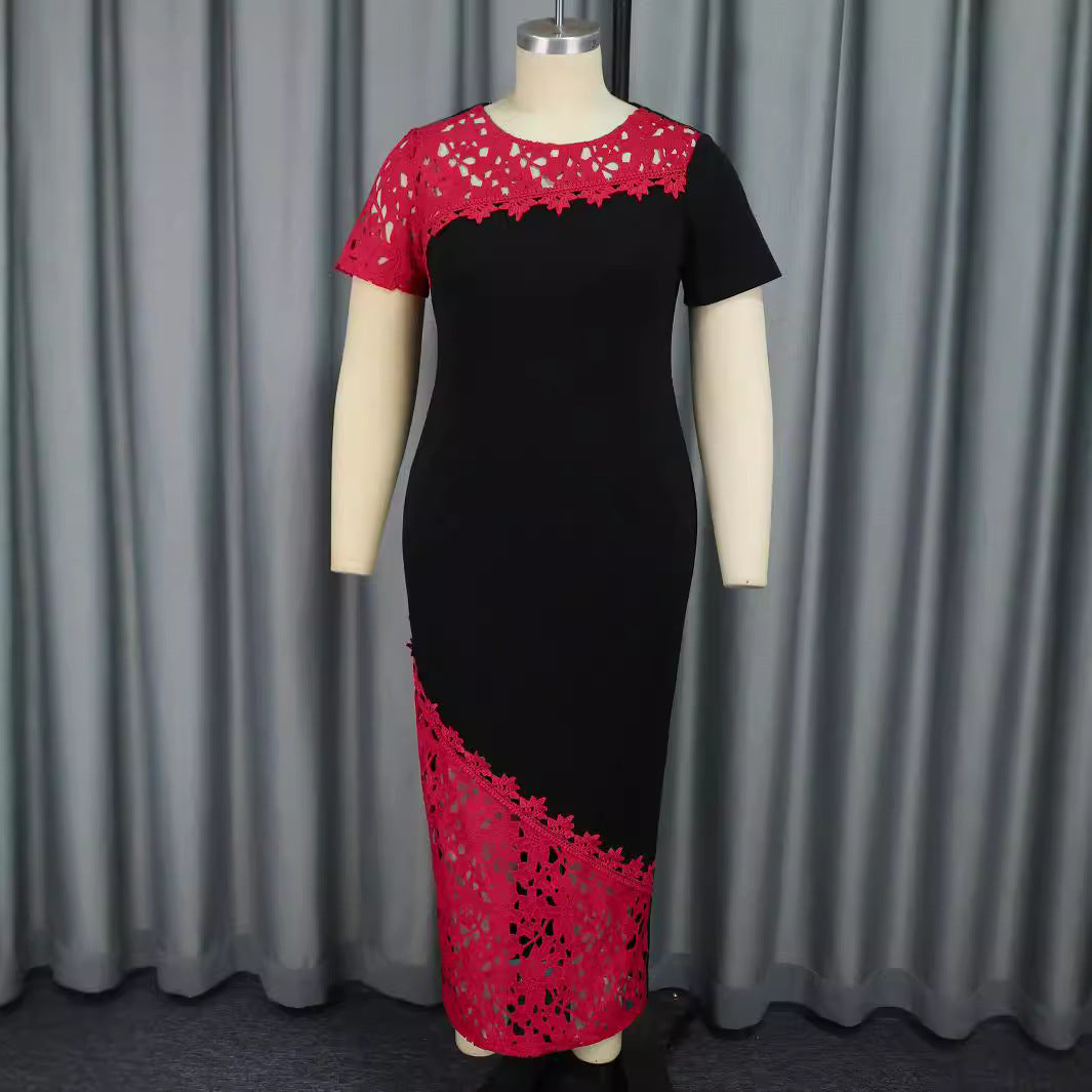 Ladies Elegant Dress with Lace Accents and Figure-Hugging Cut StylebySassy