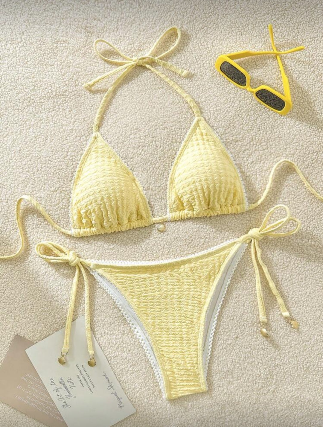 Women's Refined Triangle Bikini with Elegant Ruffle Design StylebySassy