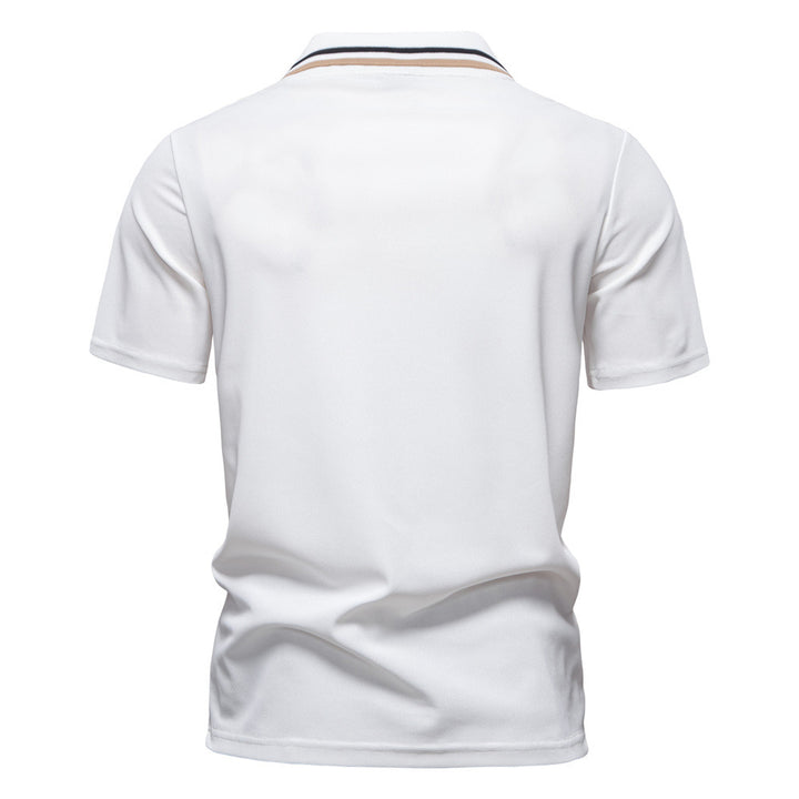 Men's modern polo shirt with patch chest pocket and contrasting trim on the polo collar StylebySassy
