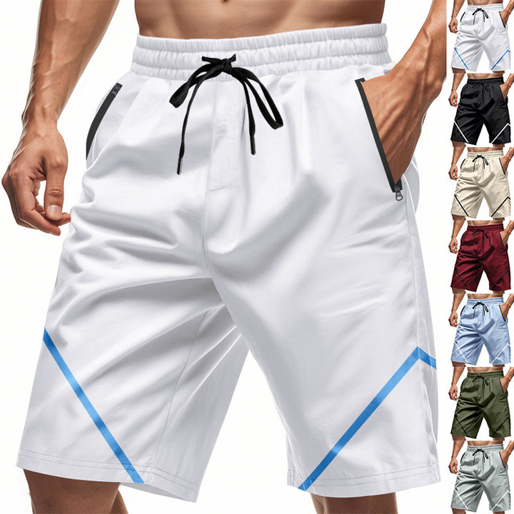 Men's breathable training shorts with zippered pockets and elastic drawstring waistband StylebySassy