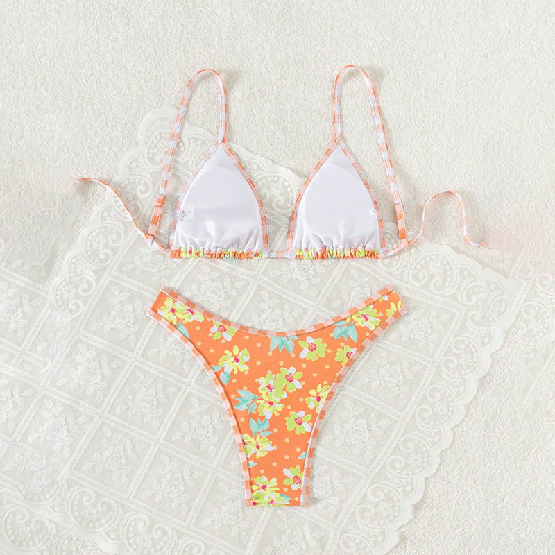 Women's floral triangle bikini with adjustable straps StylebySassy