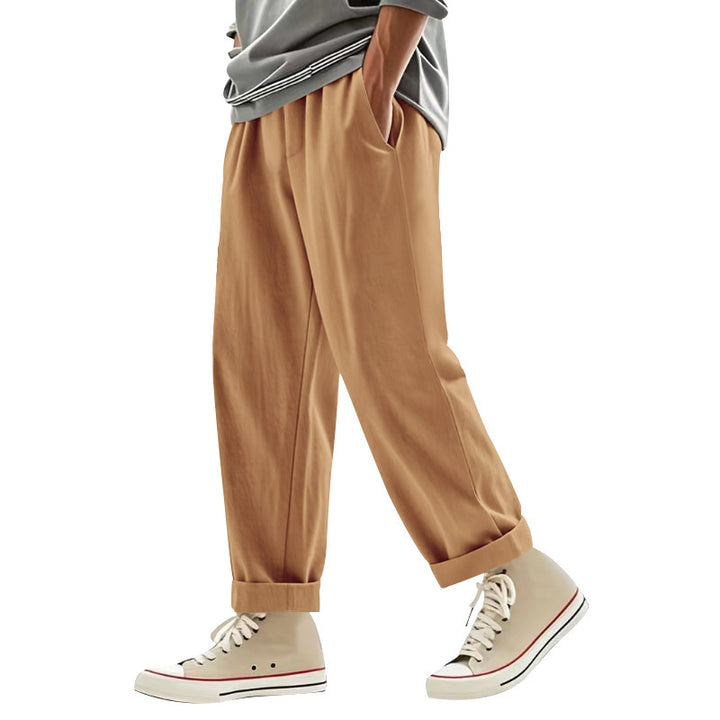 Men's wide pleat chino pants with cuffs, tapered fit and side pockets StylebySassy