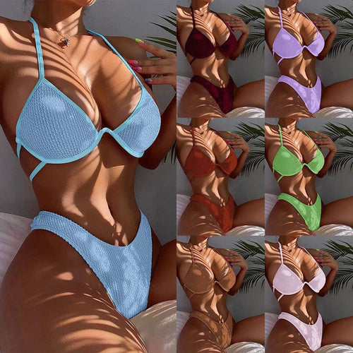 Women’s triangle bikini with a high cut and sophisticated detail StylebySassy