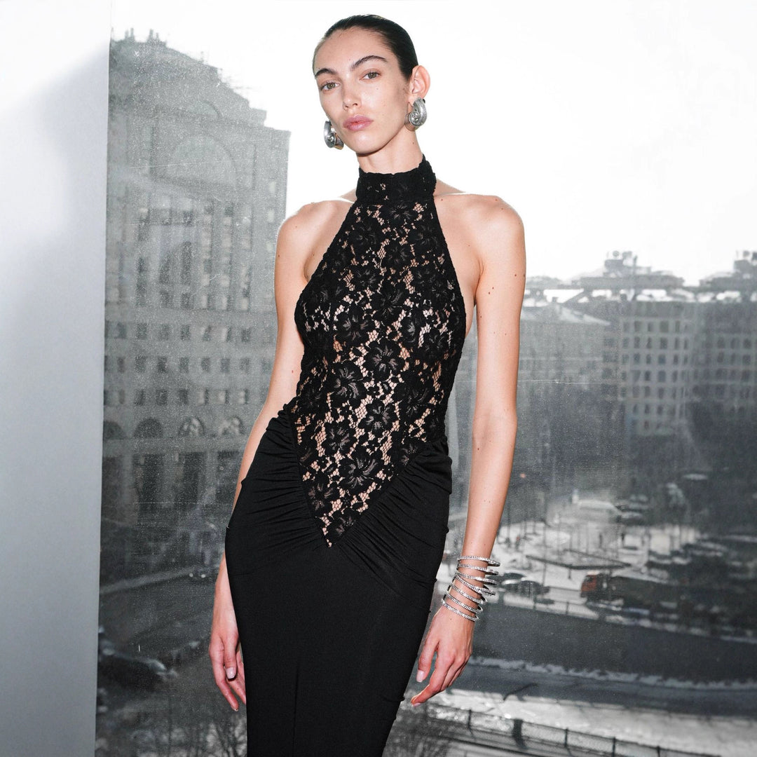 Women's Elegant Lace Maxi Dress with Form-Fitting Silhouette StylebySassy