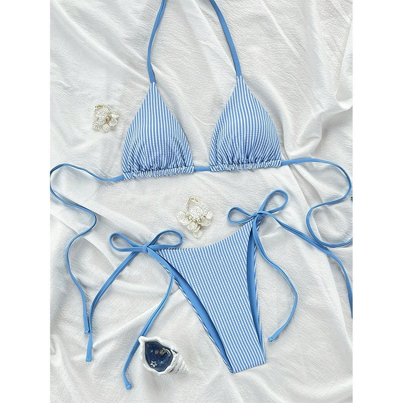 Women's striped triangle bikini set StylebySassy