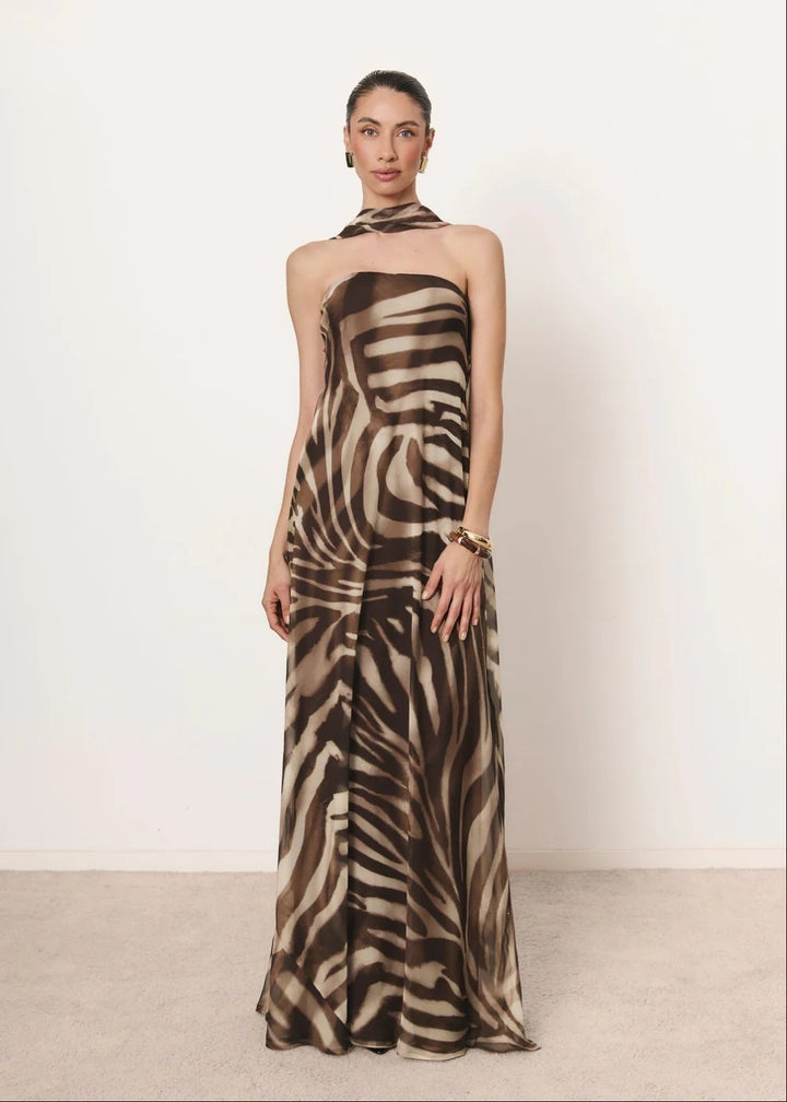 Ladies Elegant Long Dress with Slim Neckholder StylebySassy
