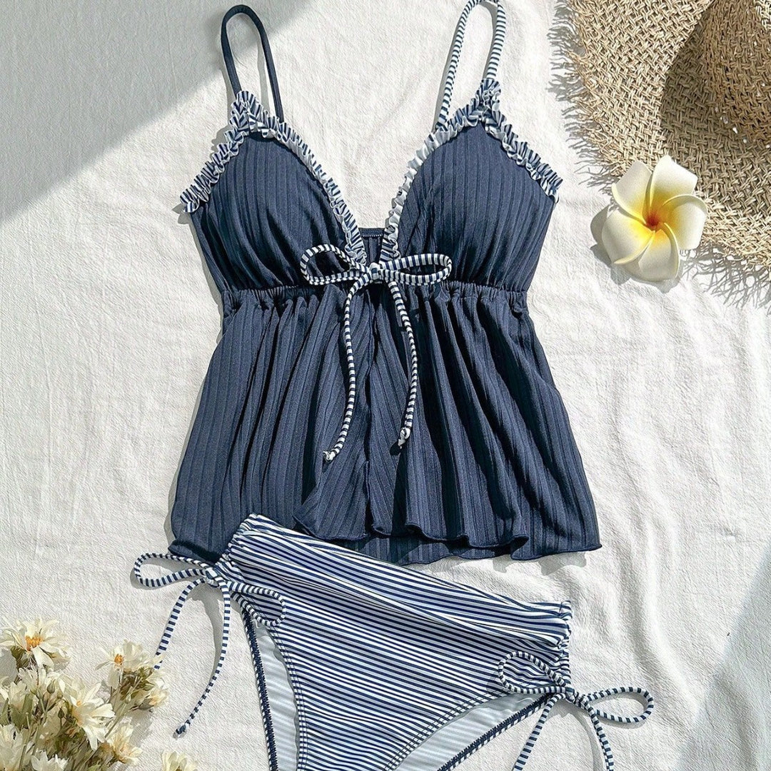 Women's Casual Swimwear Tankini with Ruffle Details StylebySassy