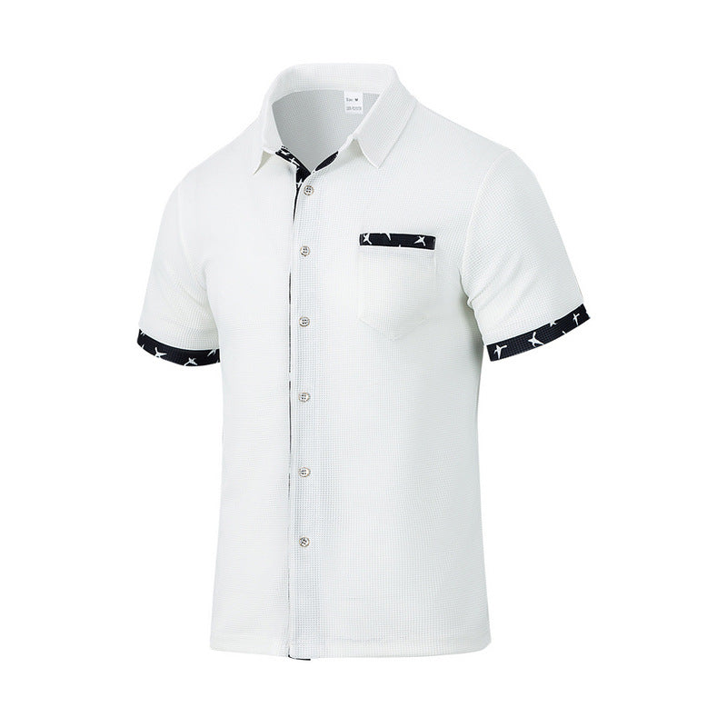Men's structured short-sleeve shirt with chest pocket and contrast trim StylebySassy
