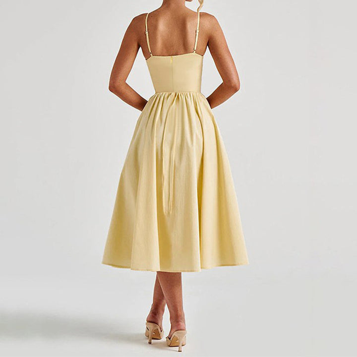 Women's midi dress with heart-shaped neckline and flared skirt StylebySassy