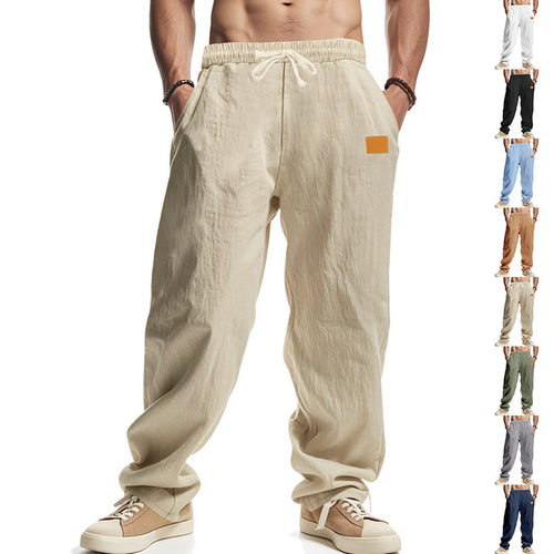 Men's Casual Linen Pants with Elastic Waistband and Generous Side Pockets StylebySassy