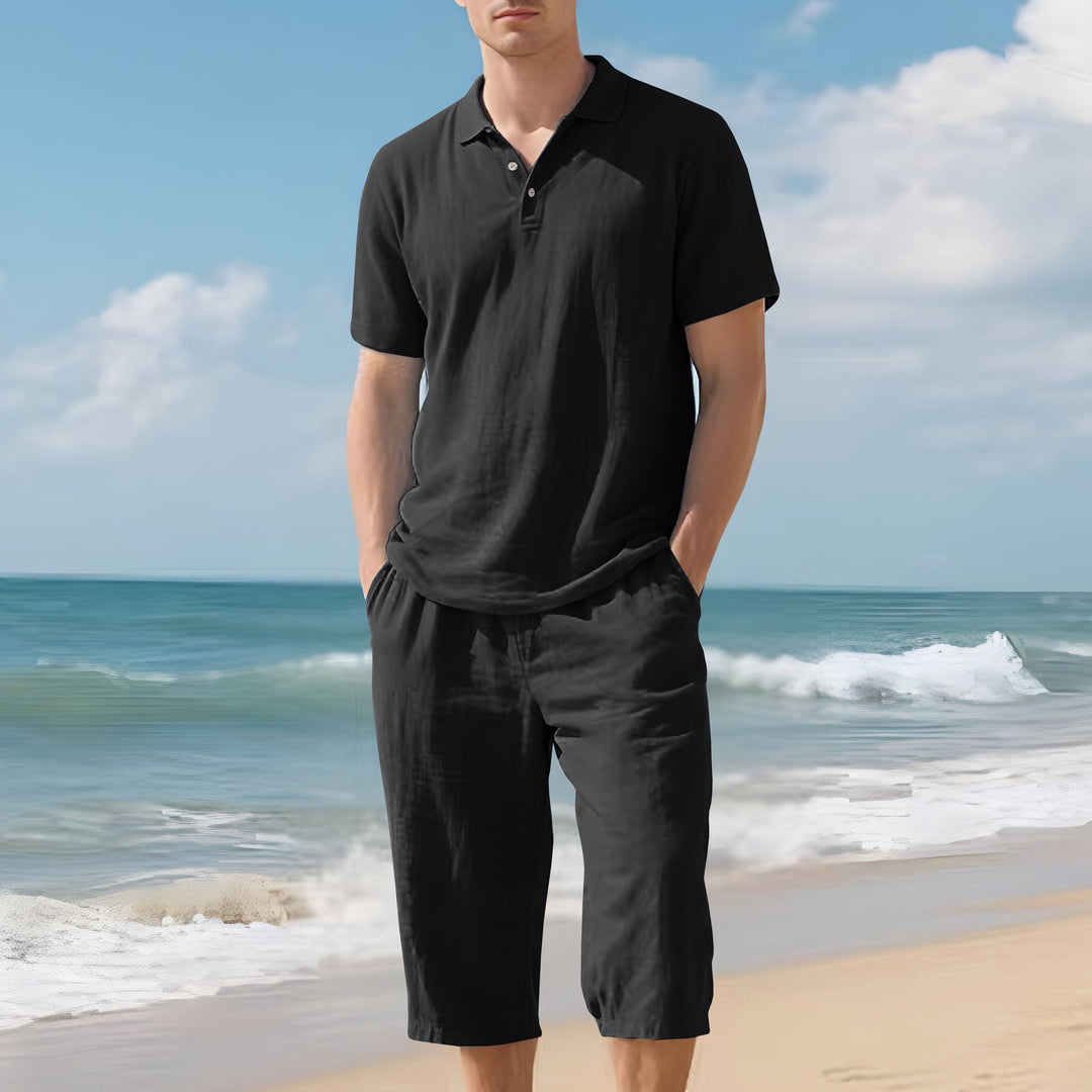 Men's light polo and bermuda set made of silky cotton jersey StylebySassy