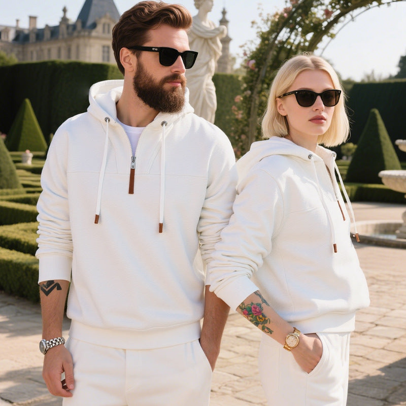 Men's soft fleece hoodie with half zip and adjustable hood StylebySassy