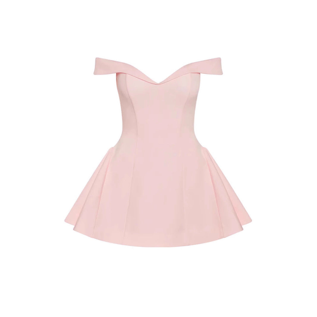Ladies Off-Shoulder Mini Dress with Swinging Skirt StylebySassy