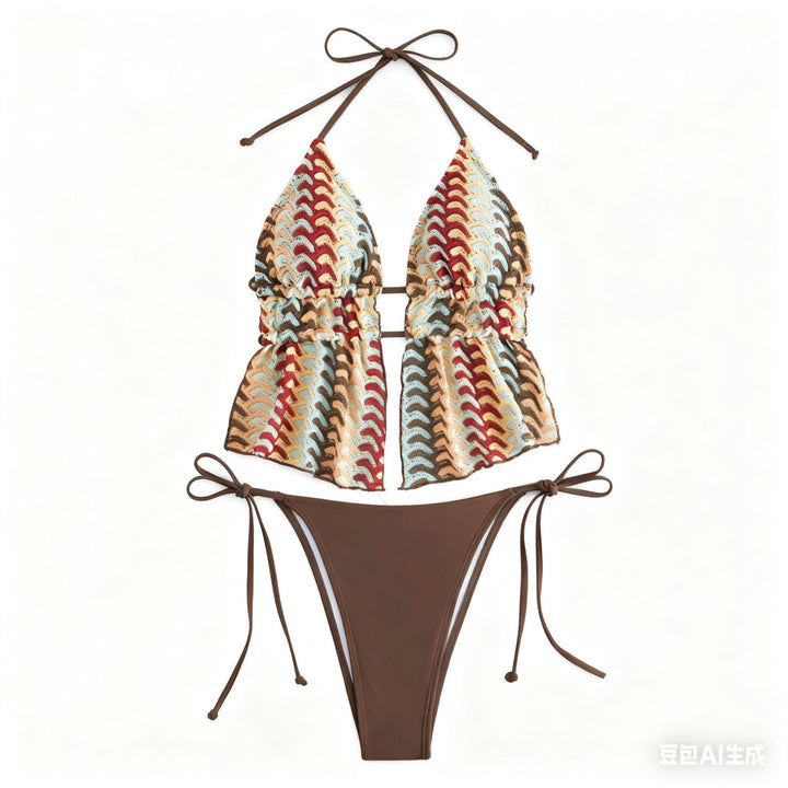 Ladies elegant beach blouse with colorful zigzag pattern StylebySassy