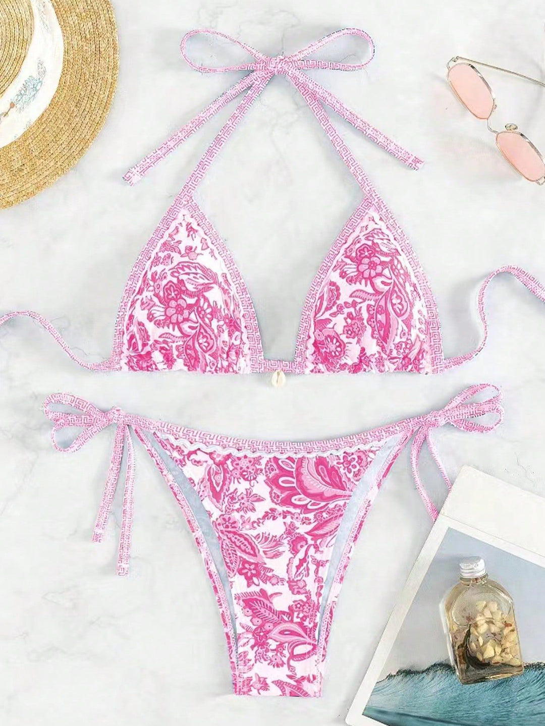 Women's Triangle Bikini with Floral Patterns StylebySassy