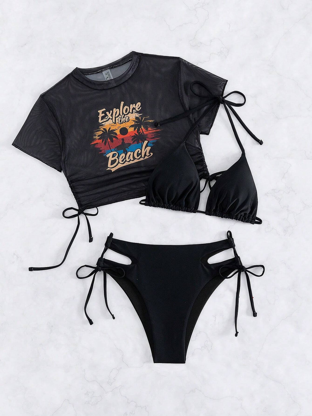 Women's Set with Crop Top and Triangle Bikini StylebySassy