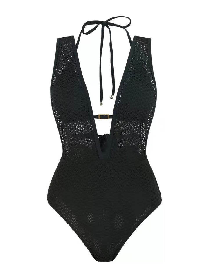 Women’s Mesh Swimsuit with Deep V-Neck StylebySassy
