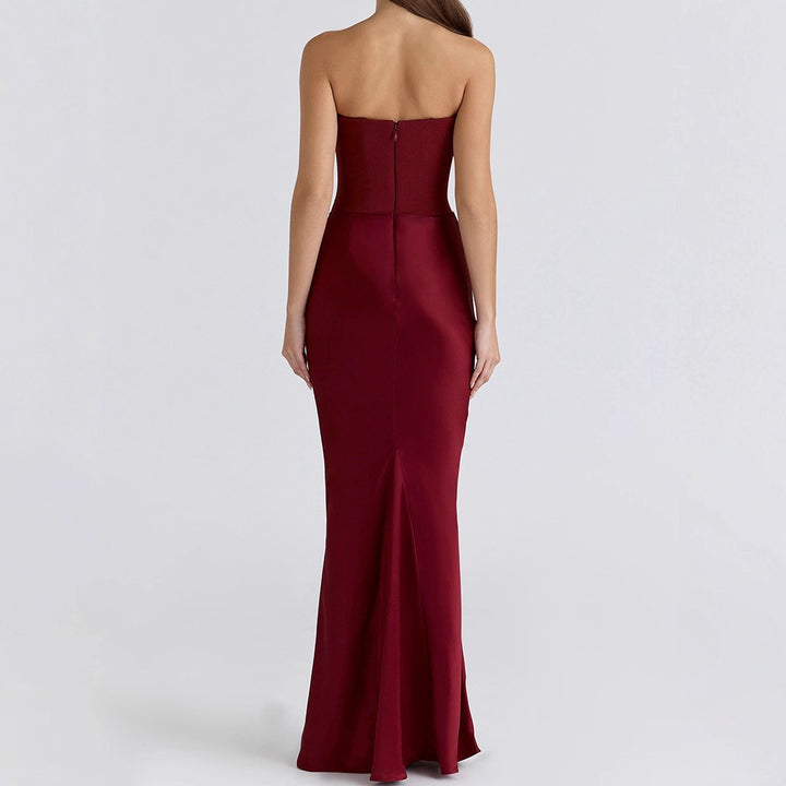 Women Elegant Evening Dress with Structured Corset Top and Flowing Skirt StylebySassy