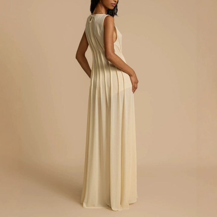 Ladies Long Evening Dress with Refined Pleats