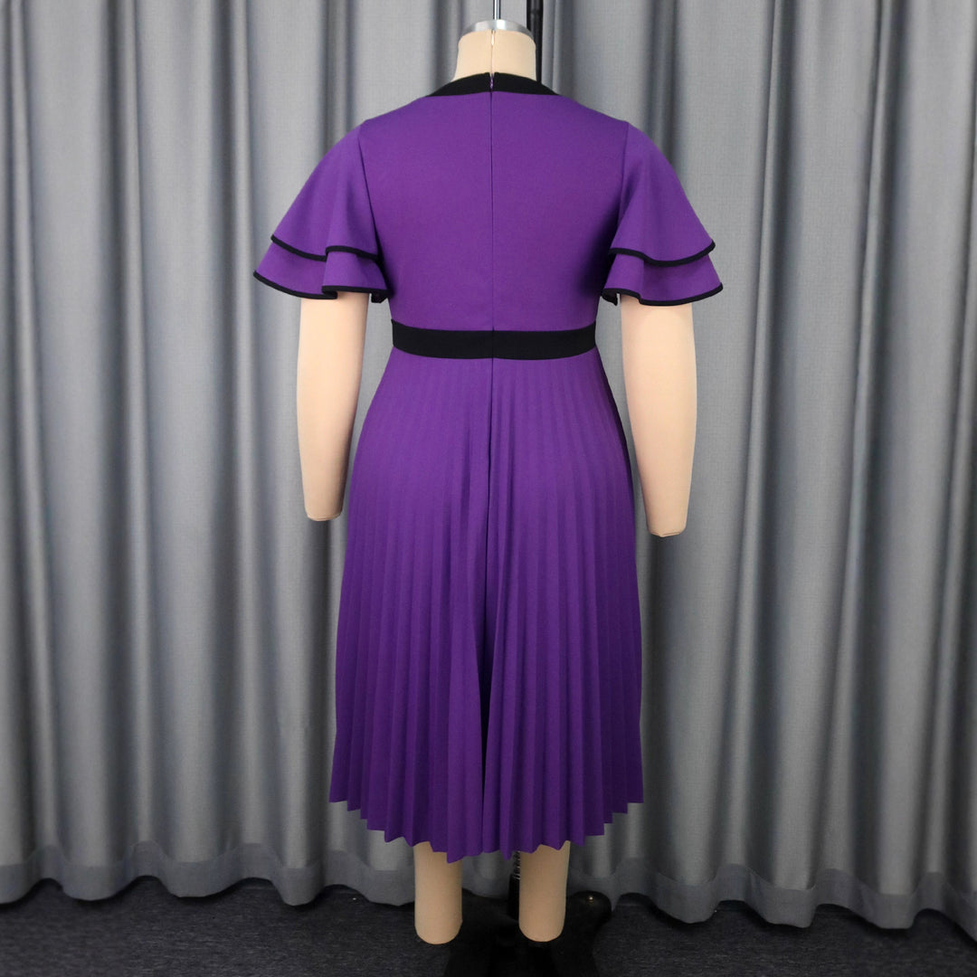 Women's pleated midi dress with elegant ruffle details StylebySassy
